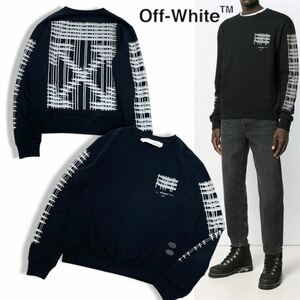 正規品 OFF-White オフホワイトDiag Industrial SLIM CREWNECK ダイアゴナル スウェット トレーナー クルーネック クロスアロー M ブラック