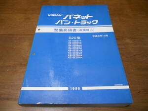 H6356 / バネットバン・トラック S20型 SS88VN.SE88TN.SS88MN.SE88MN SS28VN SS28VN SE28TN.SS28MN 整備要領書 追補版Ⅲ 96-10