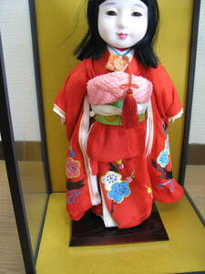 市松人形/日本人形　少女/童女/おかっぱ　髪の毛本物　ケース付　雛人形 古雛　ヴィンテージ
