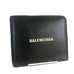 ■美品■希少■BALENCIAGA バレンシアガ　エブリデイ　二つ折り財布　札入れ　ロゴ文字　レザー　イタリア製　刻印あり