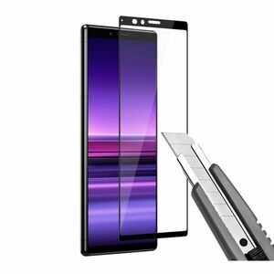 Xperia 1 SO-03L SOV40 802SO 9H 0.26mm 枠黒色 強化ガラス 液晶保護フィルム 2.5D L060