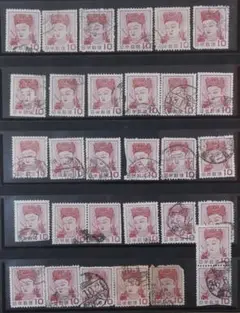 昭和切手　使用済み　法隆寺金堂壁画　観音菩薩像　1959年発行　10円　31枚