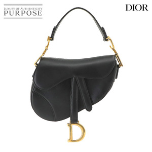 新品同様 クリスチャン ディオール Christian Dior サドル ミニ ハンド バッグ レザー ブラック Saddle Bag 90228380