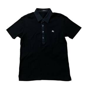 ○ 送料無料 BURBERRY バーバリー ポロシャツ 半袖 黒系 コットン100％ メンズ サイズ2