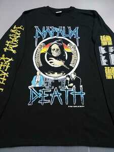 NAPALM DEATH 長袖 Tシャツ US grind crusher tour 1991 黒M ロンT / repulsion terrorizer carcass brutal truth exhumed earache