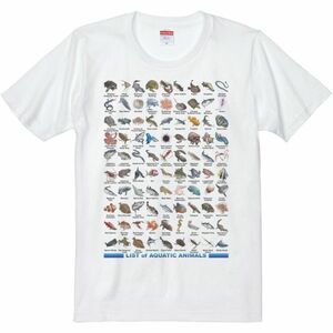 魚類＆水棲生物のリスト/半袖Ｔシャツ/メンズM/白・新品・メール便 送料無料