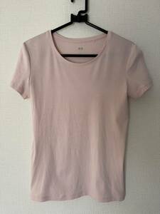2311028(送料込¥488)UNIQLOユニクロ 半袖 クルーネック Tシャツ サイズM ピンク