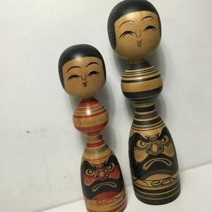伝統こけし まとめて 2個セット 郷土玩具 伝統工芸 こけし 温湯 毛利昭一 日本人形 骨董品 古玩 TS2A10