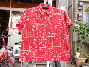 日本製　EASTBOY JEANS（イーストボーイ）　バンダナ柄の半袖シャツ　サイズ15