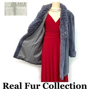 毛皮コート シェアードホワイトミンク EMBA MINK リアルファー realfur ミディアム丈 着丈78cm 裾周囲172cm club藤(N715)