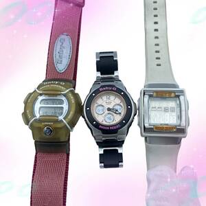 《稼働品》 カシオ CASIO ベイビーＧ Baby-G デジタル レディース腕時計 クオーツ 3点セット まとめ MSG-300C BG-350 BG-180　