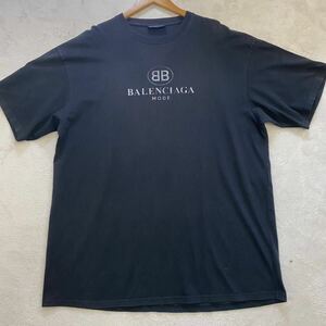 【最高峰】 BALENCIAGA バレンシアガ Tシャツ ウォッシュ加工 ロゴ BBロゴ プリント ブラック 黒 メンズ M 国内正規 オーバーサイズ