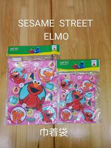 ②[新品] SESAME STREET ELMO 巾着袋 中タテ28×ヨコ21㎝・小サイズタテ19×ヨコ16㎝ ２点セット