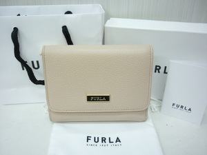 美品 FURLA フルラ 折りたたみ財布 PBG2RZY ピンクベージュ系 RITZY M TRIFOLD リッツィー エム トライフォールド　a