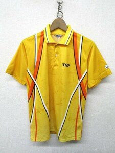 V2045：TSP 日本卓球協会 JTTA 半袖シャツ ユニフォーム 半袖ポロシャツ 黄色 M 卓球シャツ 卓球ウェア:35