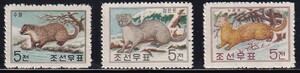 34 北朝鮮【未使用】＜「1962 SC#195-97 保護種の動物」 3種(3/6) ＞