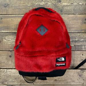 美品 2020FW SUPREME × THE NORTH FACE FAUX FUR BACK PACK リュック RED 25L シュプリーム ノースフェイス USED