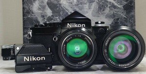 【終活整理】NIKON F2 黒＋アイレベルファインダー＋フォトミックA＋Ai NIKKOR 50mm f1.4＋105mm f2.5 各動作良好 露出計OK 光学良好 