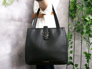 ●超美品●YSL Yves Saint-Laurent イヴ・サンローラン●ロゴプレート●ハート金具●カーフ レザー 本革●トート バッグ●黒●Js45901