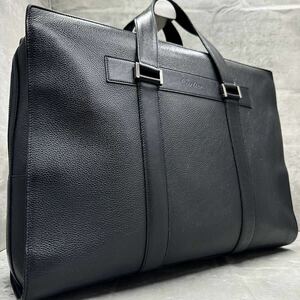 1円■最高級■ Cartier カルティエ メンズ トートバッグ ビジネスバッグ ブリーフケース レザー 本革 シボ革 A4◎ 大容量 通勤 ビジネス 黒