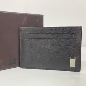 1円～　A-2　60　極美品　dunhill ダンヒル レザー カードケース シルバー金具 カード収納×4　ブラック　箱付