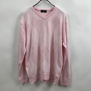 Munsingwear/マンシングウェア ゴルフウェア 長袖 ニット アーガイル コットン 日本製 ピンク サイズL メンズ