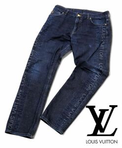 国内正規品 Louis Vuitton ジャガード サイドロゴ デニムパンツ ルイヴィトン DENIM PANTS サークルロゴ ジーンズ インディゴ 32 FM-13