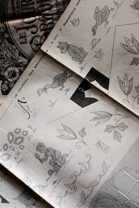 1940s フランスアンティーク LE JOURNAL DES BRODEUSES 刺繍新聞b 刺繍図案集 動物 モノグラム ヴィンテージ 洋裁 レース 洋書 スクラップ