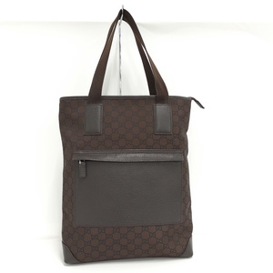 【中古】GUCCI トートバッグ GGナイロン ブラウン 180450