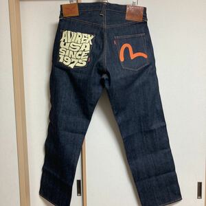 【未使用】EVISU×AVIREXエヴィス×アヴィレックス 限定コラボ AVIREX SPECIAL Lot.2001 ジーンズ セルビッチデニム W36 濃紺 ビッグサイズ