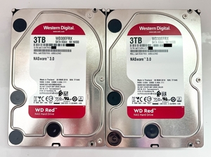 動作確認済 中古 NAS用HDD WD Red 3.5インチ SATA 6TB(3TB×HDD2本セット) WD30EFRX CrystalDiskInfo 正常 フォーマット済 ハードディスク