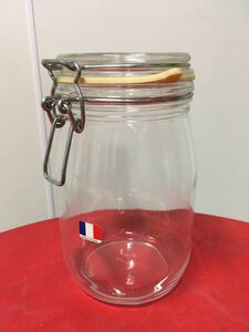 N キッチン雑貨】BOCAL HIFI フランス製 密閉ガラス瓶 ガラス容器 ガラス瓶 保存容器 1.0L レトロ 丸型 調味料 小物 インテリア 現状