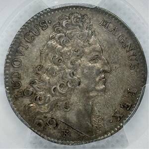 1709 フランス ルイ14世 ブルボン朝 ジェトン 銀貨 PCGS AU53 アンティークコイン 世界 ルーアン 太陽王 Jeton