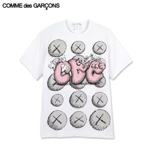 コムデギャルソン x カウズ コラボ プリントTシャツ ホワイト サイズXL