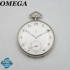 え05043/OMEGA オメガ/手巻き/懐中時計/16石/スモセコ/数字/文字盤 ホワイト