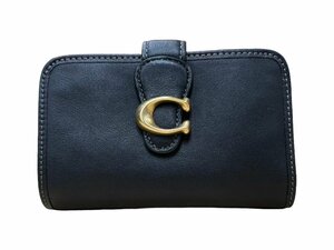 COACH (コーチ) タビー ミディアム ウォレット CA193 折りたたみ財布 二つ折り L字ジップ ブラック スムースレザー 牛革 レディース /027