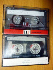 AD46 HF10 ジャンク品　昭和レトロ　中古　録音済　ソニー　２本セット　　カセットテープ　ノーマルポジション