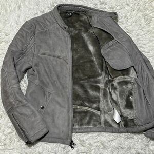 美品 希少色 ARMANI EXCHANGE アルマーニエクスチェンジ レザージャケット ライダース スウェード グレー 灰色 本革 メンズ 紳士服