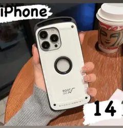 ホワイトiPhone14  耐衝撃スマホカバーアウトドアかわいい韓国ハードケース