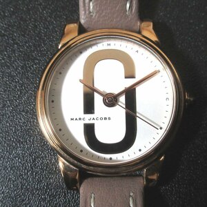 美品 MARC JACOBS マークジェイコブス クォーツ 3針式 レザーベルト レディースウォッチ 腕時計 MJ1581 ホワイト文字盤