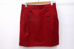 S*イエナ IENA 薄手ウールスカート　ボタンデザイン ３８ 赤 yg3804150987
