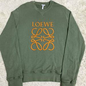 LOEWE 【大人気デザイン】ロエベ スウェット トレーナー トップス アナグラム ロゴ 刺繍 グリーン メンズ サイズM