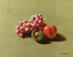 【真作】山下徹「果実」油彩 31×41　リアリズム　写実作家