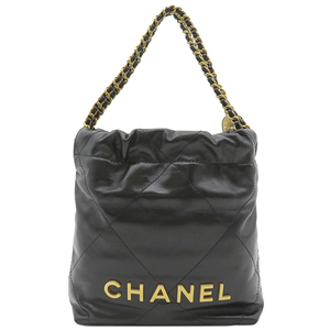 シャネル 2WAYバッグ CHANEL 22 ホーボーバッグ ミニ ブラック シャイニーカーフスキン AS3980 新品 未使用 ランダムシリアル 黒