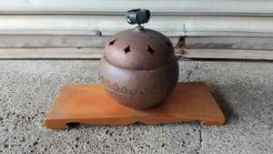 旧家買い取り品 古い 中国古玩美術 香炉 純銅製 お茶道具 高さ20cm 直径18cm 香炉 物入れ？