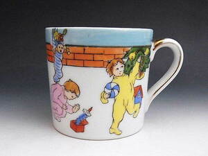 クリスマスの子供絵 マグカップ ◆ オールドノリタケ 