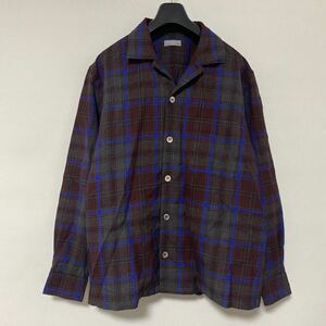 美品 AD 2002 田中 オム ウール オープンカラー シャツ ラメ チェック ギャルソン COMME des GARCONS HOMME SHIRT アーカイブ ボックスシ