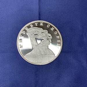 〇0042 銀貨 ポーランド 1990年 ピアノの詩人F・ショパン　100000ズロチ銀貨