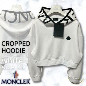 未使用☆MONCLER Cropped sweatshirt Ladys Hoodie パーカー XL ホワイト色 白色 女性モデル