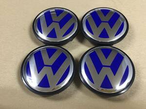 新品希少 VW 66mm ブルー センターキャップ 4個セット GOLF6 PASSAT JETTA TIGUAN TOURAN EOS SCIROCCO